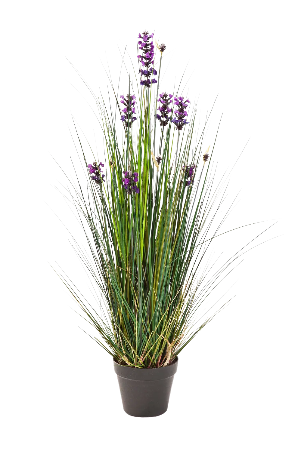 Künstlicher Lavendel - Milly, 90 cm, Kunstpflanze von aplanta, im schwarzen Topf, in Natur, für drinnen