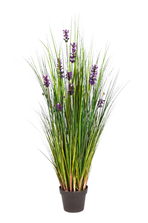 Künstlicher Lavendel - Milly, 120 cm, Kunstpflanze von aplanta, im schwarzen Topf, in Natur, für drinnen